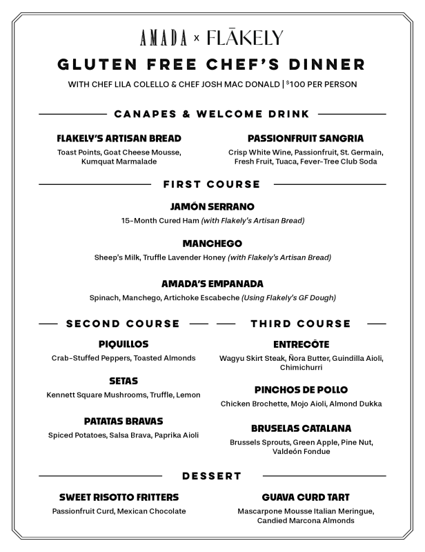 Amada x Flakley Gluten Free Chef\'s Dinner